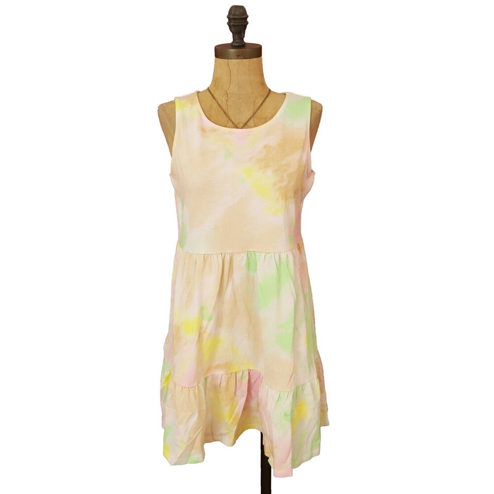Love Fire Jrs Mini Dress Size L or M (Runs Small) Tiered Tie Dye Sleeveless B3
